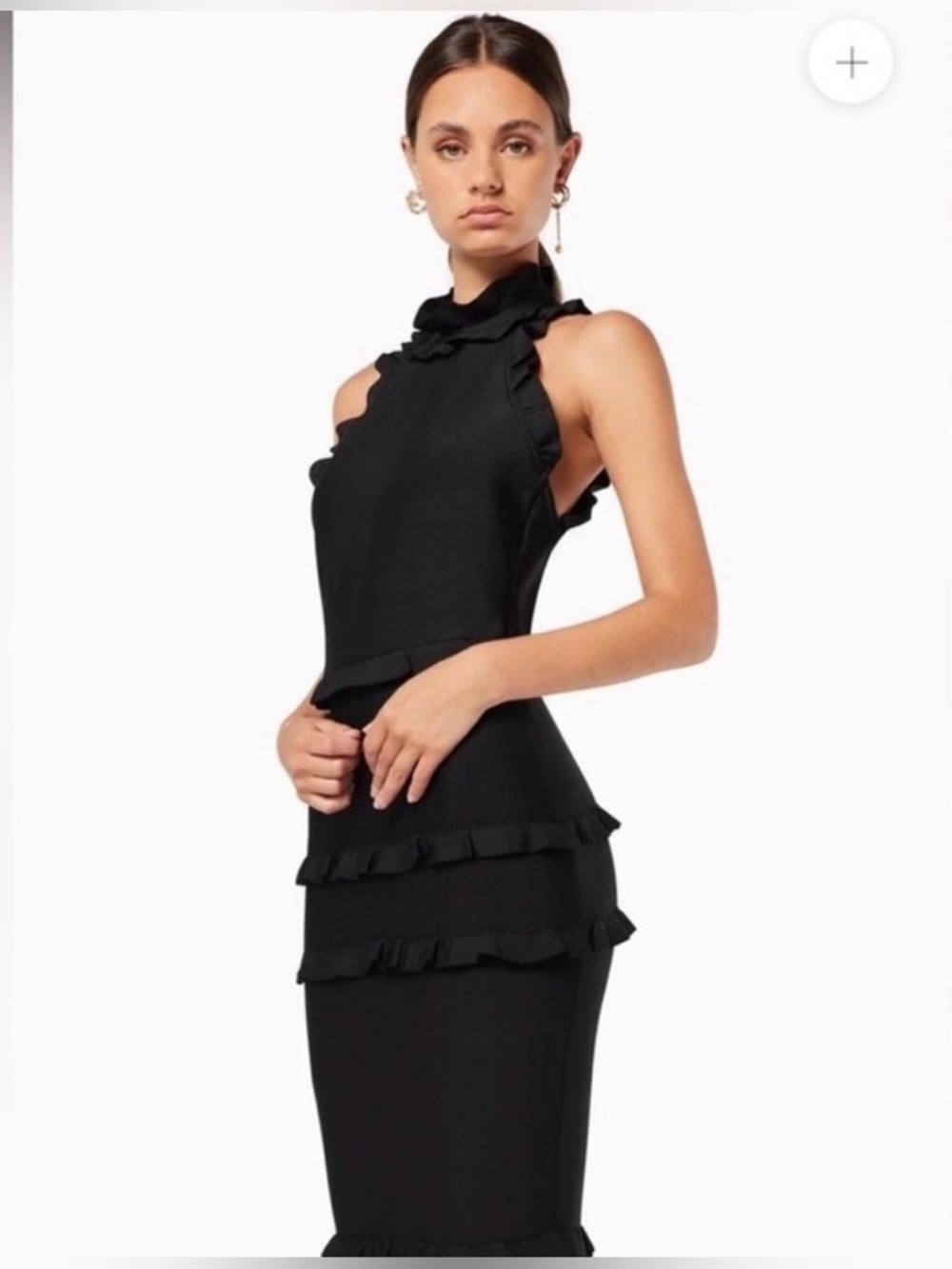 REVOLVE Elliatt Theatrical Gown ruffle detail mock neck mermaid maxi dress XS - Picture 5 of 11